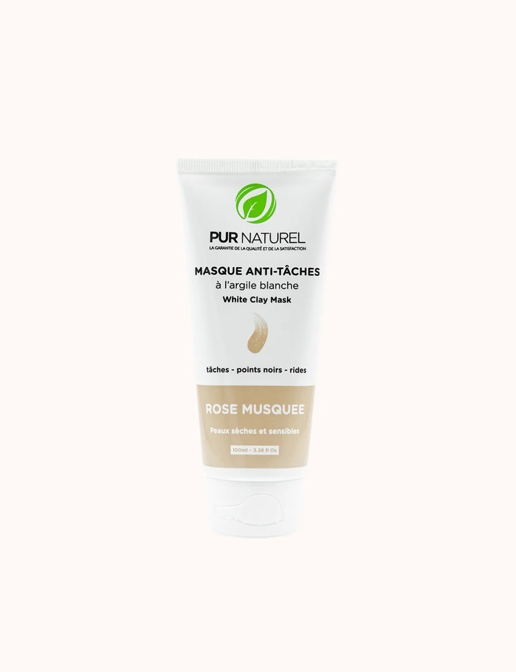 Masque Anti-Taches Détox à l'Argile Blanche & Rose Musquée Bio – Éclat Pur 100g